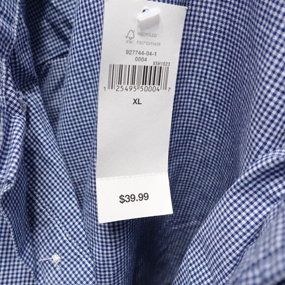 NWT GAP VINTAGE WASH CLASSIC FIT BLUE CHECK BUTTON DOWN SHIRT MENS XL NEW! - Picture 7 of 8